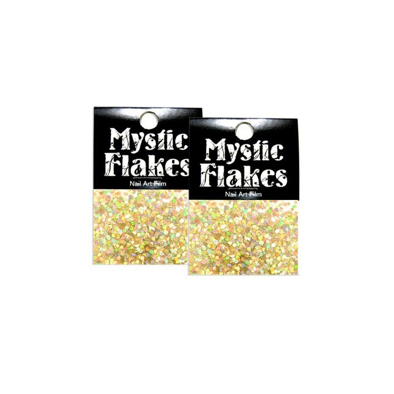 Mystic Flakes Rhinstones for Nail Art, Holographic Gold, Circle, 0.04