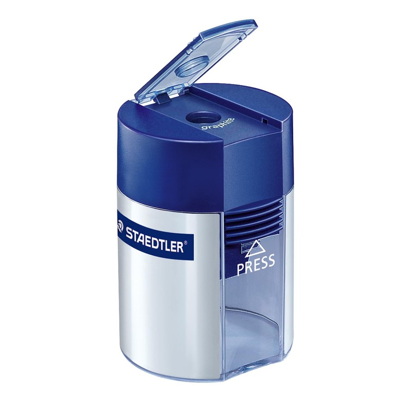 Staedtler Metal Single Hole Sharpener with Tub (511001BK)
