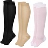 Dress Cici Open Toe Compression Socks for Women, Nylon Knee