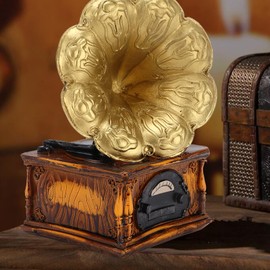 Cyrank European Retro Record Player Coin Piggy Bank Vintage Record Player Locker Statue Piggy Bank Money Box Vintage Phonograph Ornaments Decoration