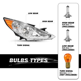 SOCKIR Headlight for 2011-2014 Hyundai Sonata Right Passenger Side w/Bulbs