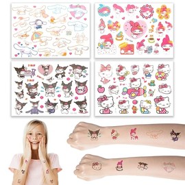 Kids Tattoos, 4 PCS Temporary Tattoos for Kids Waterproof Cartoon Stickers Birthday Party Supplies Party Bags Filler