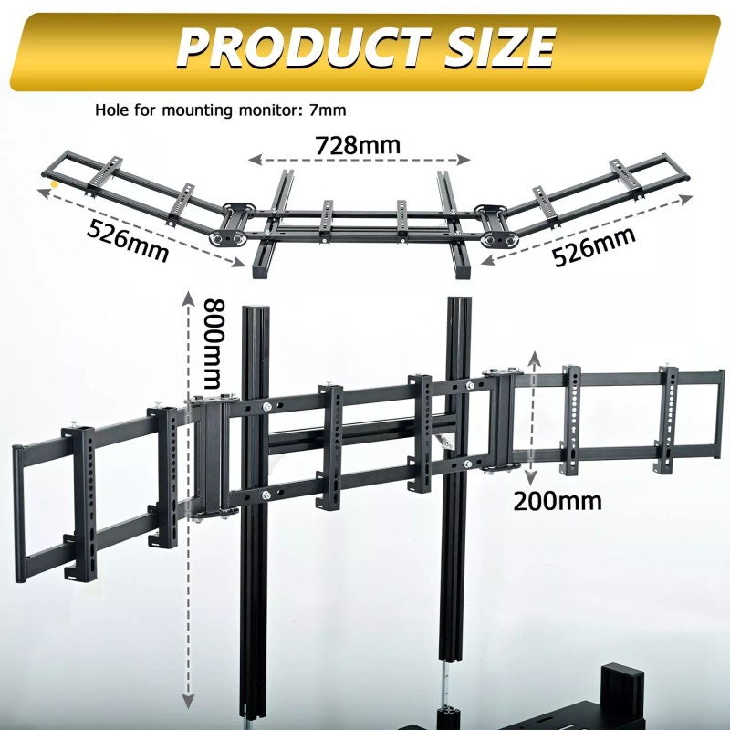 Dardoo Aluminum Profile Cockpit Triple Monitor Stand for Racing Sim
