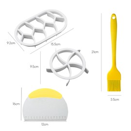 HXSYKJDM Set of 4 Bread Stamp Set, Bread Press, Bread Stamp with Dough Scrape and Dough Scraper, Bread Press for DIY Cutting Bread
