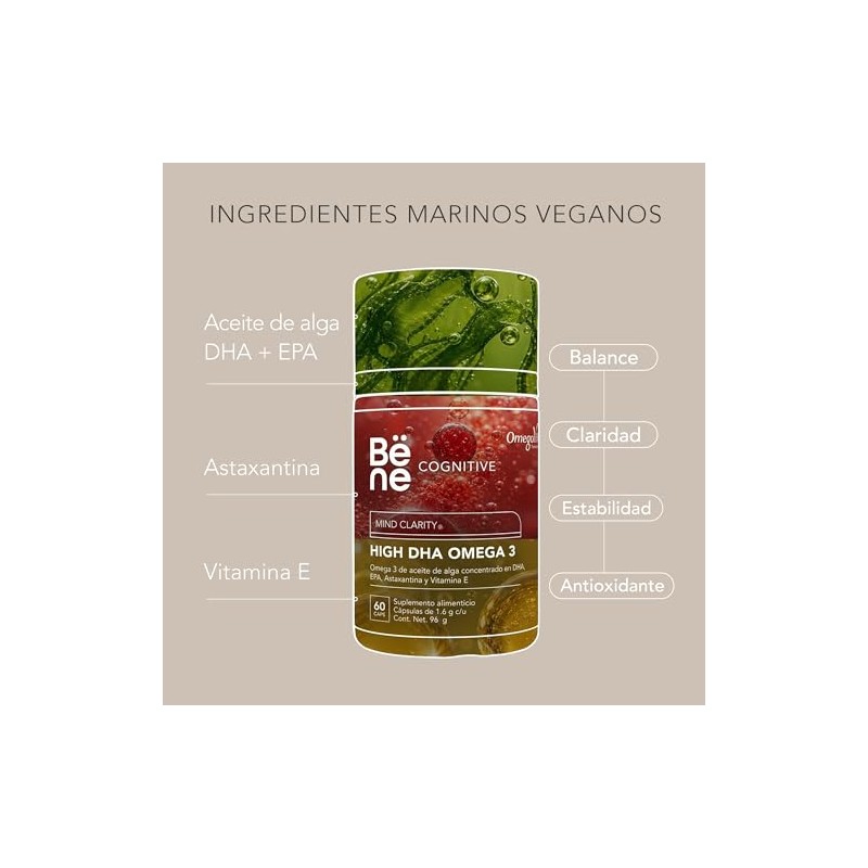 Omega 3 Vegano 60 Cápsulas - High DHA 1000mg +