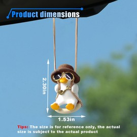Cute Swinging Duck Car Hanging Ornament, Car Rear View Mirror Charm, Car Mirror Hanging Accessories, Car Pendant Auto Interior Aesthetic Present for Women Men Kids (Pipe)