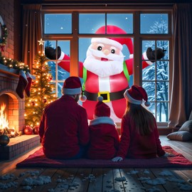 AerWo 8 FT Christmas Inflatable Outdoor Decorations, Climbing Santa Blow Up Yard Decorations Built-in LED Light, Christmas Inflatables for Holiday Yard Wall Garden Window Outdoor Xmas Decorations