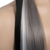 Kaneles Long Straight Black Mix Grey Wig With Bangs Heat