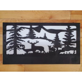 Knotty Oar Wood Shop 19" Hidden Gun Safe Concealment Storage Cabinet with Outdoor Nature Deer Scene  - Magnetic, Add Light