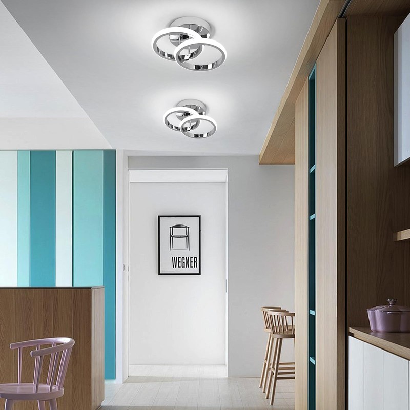 EIDISUNY LED Ceiling Light Modern Ceiling Lamp Silver Round Simple