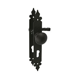 Amig - Door Handle Set 106pb90 | Antique Style | Zamak Material | Door Opener | For Door with Mortice Lock Backset 30 mm | Vintage Hinges Compatible, Black/White, 90 mm