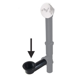 Bathtub Drain Waste and Overflow Shoe Pipe Repair Kit, 1-1/2 Inch Diameter, Black ABS