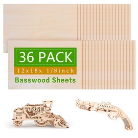 36 Pack Basswood Sheets Plywood Board 1/8 Inch Unfinished Wood,3mm Plywood for Laser Cutting,Boards for Crafts for DIY Plywood Sheets Unfinished Wood Boards for Laser Cutting (18inchx12inch)