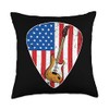 Vintage Retro Rock American Flag Guitar Pick Musician Throw Pillow