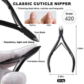 HaimiLiya Cuticle Pusher Cuticle Nipper Set, Russian Pre-Treatment Nail Pushers, Cuticle Remover with 100/180 Grit Sandpaper, 7mm Full Jaw Cuticle Trimmer, Nail Care for Manicure Pedicure Nail Art