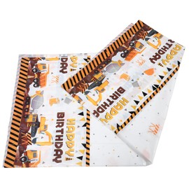STOBAZA Construction Vehicle Theme Birthday Party Tablecloth Outdoor Fitted Tablecloths