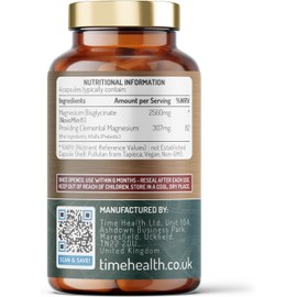 New: Magnesium Bisglycinate – 307mg Elemental Magnesium – Superior Absorption NovoMin® Magnesium Glycinate – 120 Capsules – UK Made to GMP Standards – Zero Additives