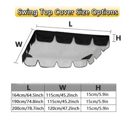 Patio Swing Canopy Replacement Top, 65x45/75x45/78x47 Outdoor 2/3 Seater Porch Swing Canopy Cover, Reinforced Edges Rip Proof UV Block Sun Shade 420D Waterproof for Garden Yard Park Porch Seat (75x45)