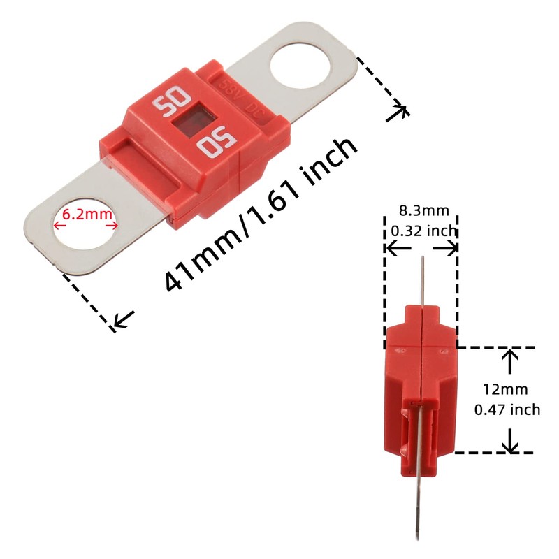 BOJACK AMI/Midi 50A High Current Fuse - Bolt-on Fuse 50