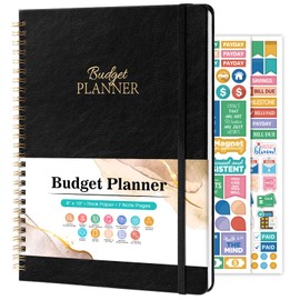 Budget Planner - Budget Book with Bill Organizer and Expense Tracker, 8" x 10", 12 Month Undated Finance Planner/Account Book to Take Control of Your Money, Start Anytime, Black