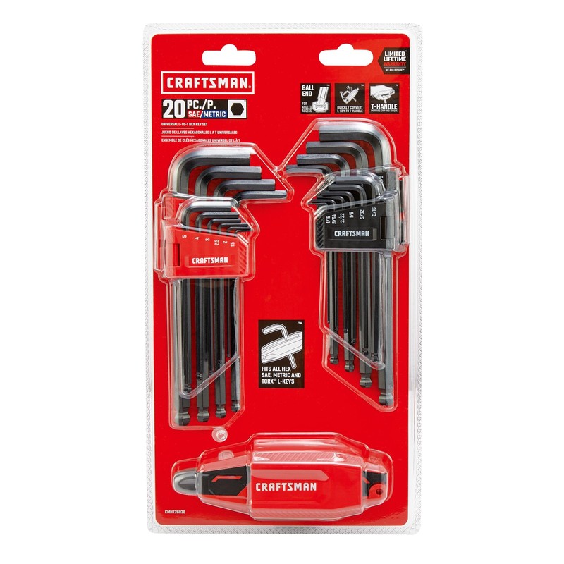 CRAFTSMAN Universal L-to-T Allen Wrench Hex Key Set, 20 Piece