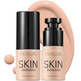 FOCALLURE - 2 piezas de base líquida, Skin Evolution + corrector, maquillaje de base de cobertura total, Duración