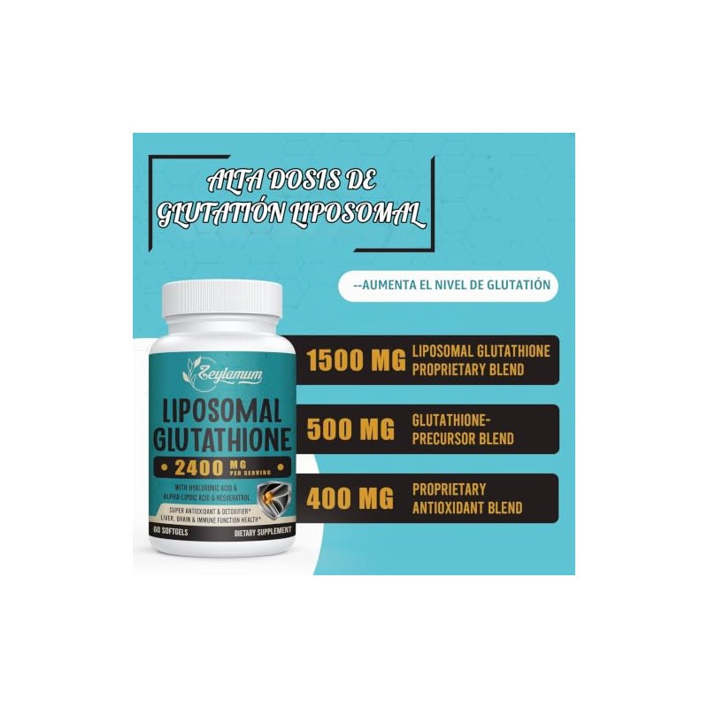 Zeylamum Cápsulas Blandas Glutatión Liposomal 2400 Máxima Absorción Forma Activa