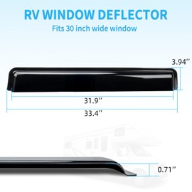 RVSNAIL RV Window Rain Guard, RV Window Visor Rain Guard Fits 30inch Wide RV Sliding & Vertical Window, Transparent Black