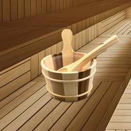 Milageto Wooden Sauna Barrel and Ladle SPA Steaming Bathroom Tool Large Capacity for Home