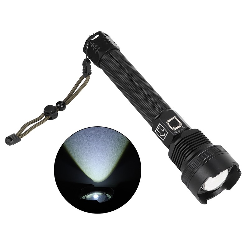 XHP70 Super Bright Telescopic Zoom Waterproof Outdoor Portable Flashlight USB