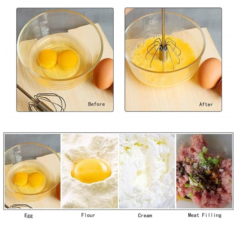 Stainless Steel Semi-Automatic Whisk Egg Whisk Hand Push Rotary Whisk