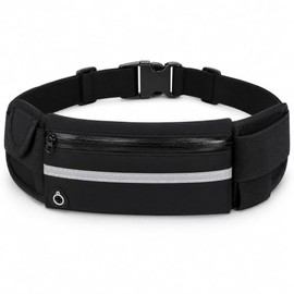 Riñonera Deportiva Impermeable 20×10×2 cm con Banda Elástica, Ranura para Auriculares y Bolsillo de Llaves, Cangurera Unisex para Correr, Ciclismo y G