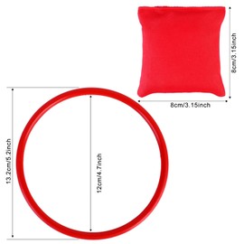 OOTSR 16pcs Nylon Bean Bags Plastic Rings Game Sets for Kids Ring Toss Game Booth Carnival Garden Backyard Outdoor Games Speed and Agility Training Games(8x8cm Bean Bag)