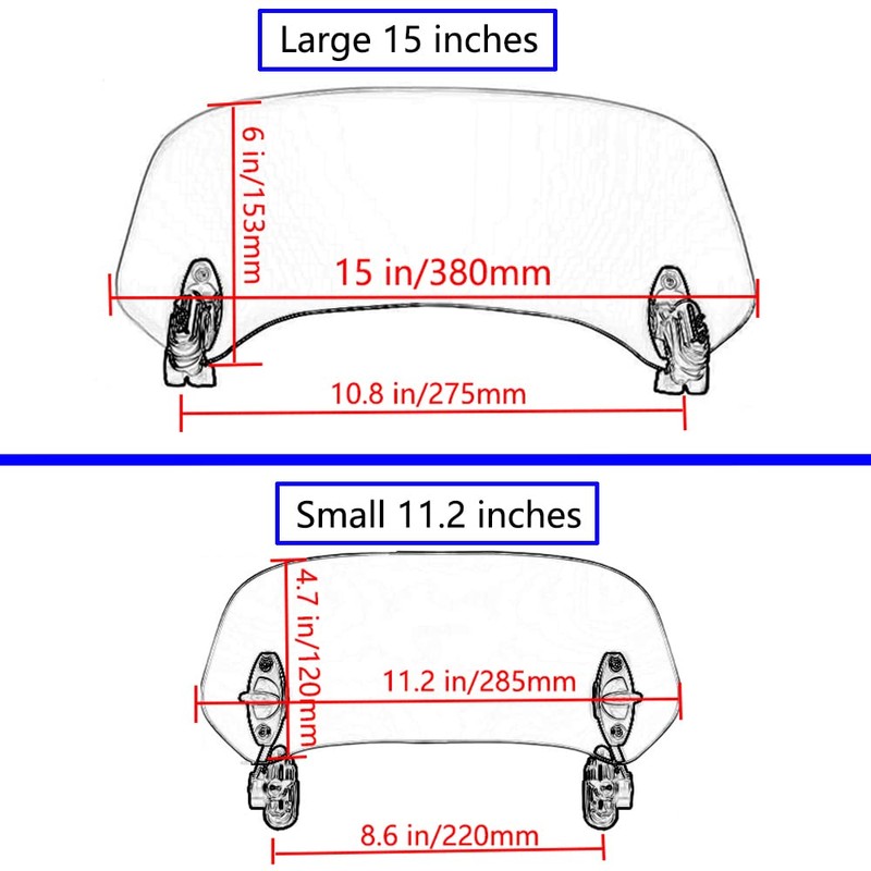Kucehiup Motorcycle Windshield Extension,Universal Adjustable Clip-on Windscreen Extender for Hon