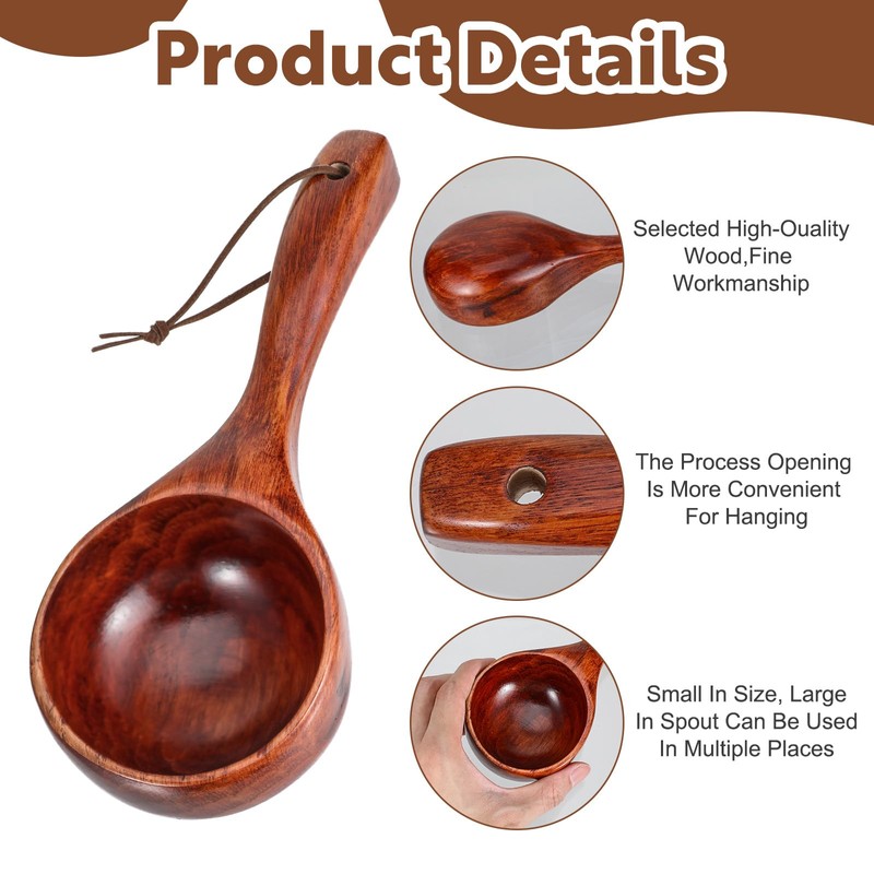 Large Wood Scoop Bath Salt Scoop, 8 Inch Wooden Kitchen