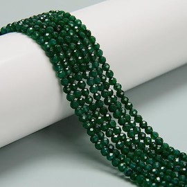 JM Design Emerald Green Dyed Jade Faceted Round Beads Size 2mm 15.5'' Strand for Jewelry Making
