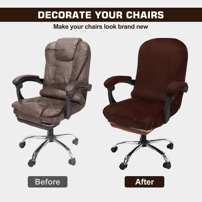 NeColorLife Office Chair Cover with Armrest Covers Velvet Computer Chair