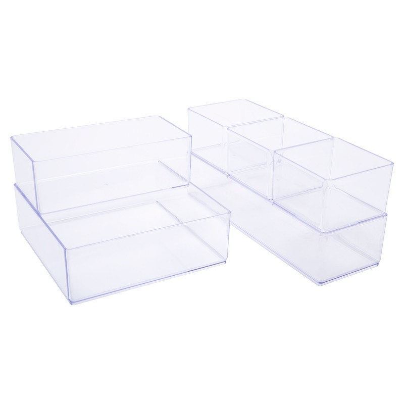 Bodico 6-Piece Vanity Plastic Makeup Organizer Tray, 11.81" x 8.58",