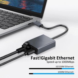 100W USB C to Ethernet Adapter Charging Adapter for Chromecast USB C to RJ45 Ethernet 1000 Mbps for Chromecast TV/Stick, Mac Book Pro, Phone, Windows, Mac Book Air
