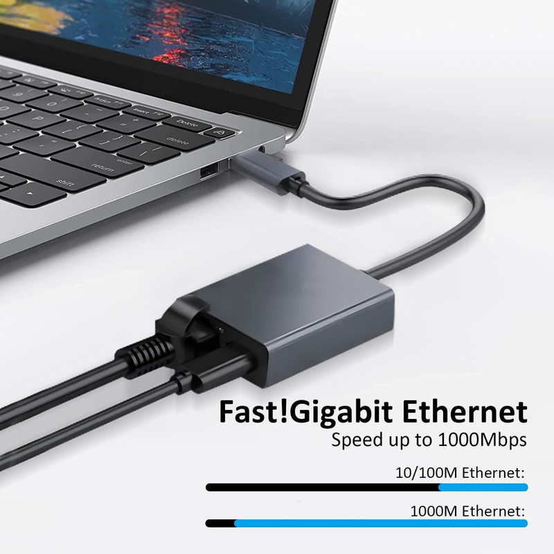 100W USB C to Ethernet Adapter Charging Adapter for Chromecast