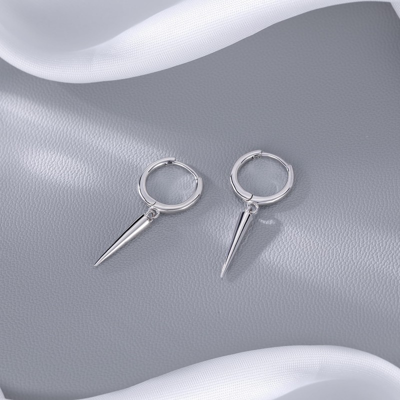 SLUYNZ Sterling Silver Spike Small Hoop Earrings for Women Geometric