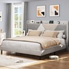 YITAHOME King Bed Frame with USB-C/A, Soft Upholstered Platform Bed