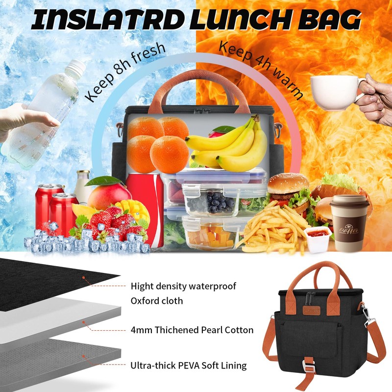 Joymee Insulated Lunch Bag for Women/Men, Waterproof Lunch Box for