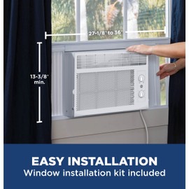 GE Window Air Conditioner Unit, 5,000 BTU for Small Rooms up to 150 sq ft. with Manual Adjustable Fan and Cooling Settings, Perfect for Small Bedroom or Living Room, Easy Install Kit Included, White
