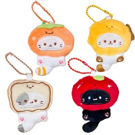 4Pcs Cute Animal Keychains Set - Tiyaki Cat, Capybara & More