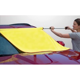 ShamPow XL 38"x 34" Car Drying Towel with Pole, Streak Free, Lint Free, Reusable - Car Accessories, Bath Towels, Microfiber Cleaning Cloth for Car, Truck, SUV - One Pass is All You Need
