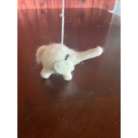 Silver Tree Cream White Felt MiniElephant Ornament Hanging Christmas Tree Animal Silver Tree