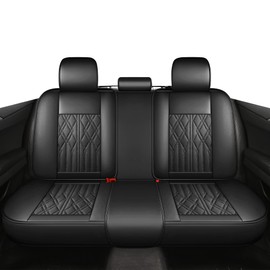 Huidasource Leather Back Row Seat Covers, Waterproof Rear Split Bench Car Seat Covers, Vehicle Seat Cushion Cover Protector Universal Fit for Most Cars Sedan SUV Pickup Truck(Back Row/Black)