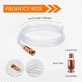 QZTYTY Gas Siphon Hose Pump, Gasoline Fuel Transfer Pump, Gasoline Fuel Transfer Pump, 1/2'' Copper Valve 6FT Syphon Hose for Gasoline Fuel Water Transfer (1.8m)
