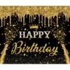 Happy Birthday Backdrop Black and Gold Backdrop for Boys Girls